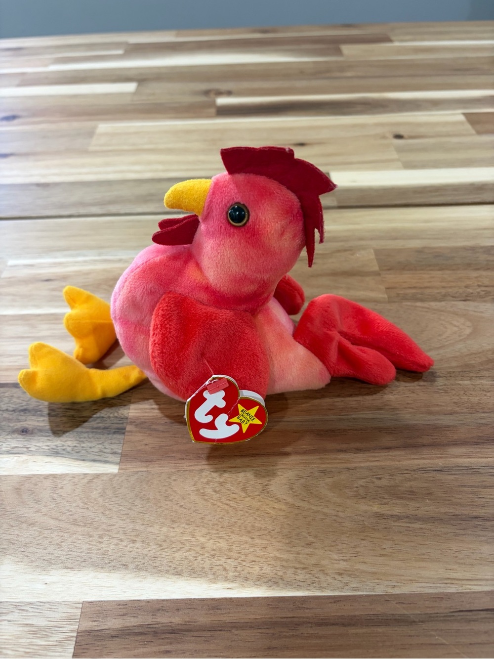 TY Beanie Baby 1996 Strut Red & Yellow Rooster Plush Toy